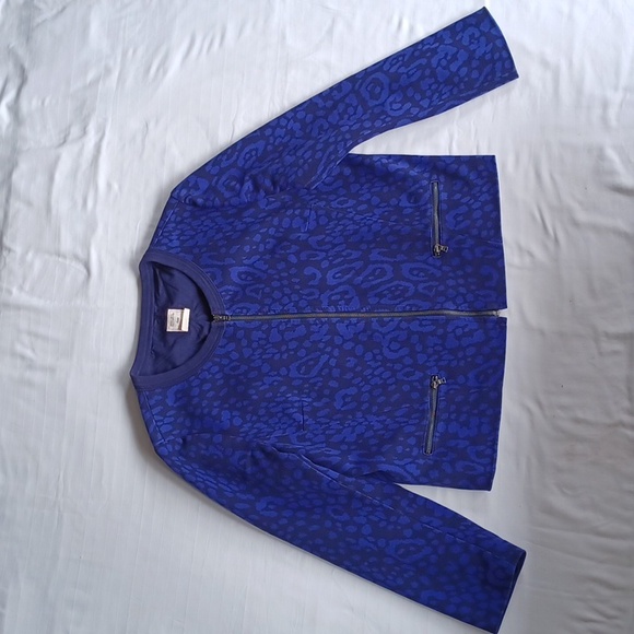 Gap "Powerful Blue" Leopold Print Round Neck Zippered Jacket- Sz. 18 - Picture 9 of 10